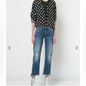 R13 Distressed Cropped Straight Jeans Raw Hem Made in Italy 25